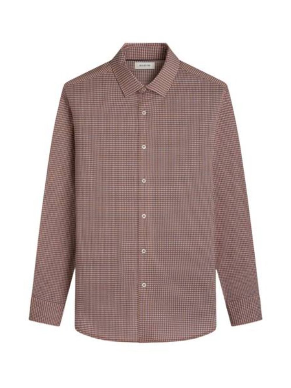 NEW BUGATCHI Mens James Mini Check OohCotton Button-Up Shirt Size S Jaffa Orange